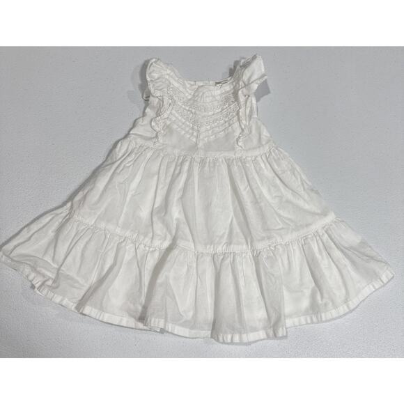 Girls Clothes Sz 18 Months Dresses Floral Print Blue with Hat & White Tiered - Picture 3 of 9